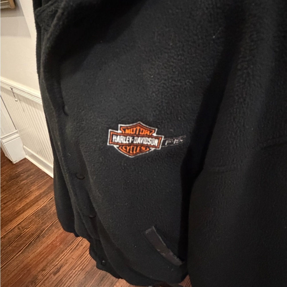 Harley Davidson F150 Embroidered logo Leather Trim Womens Biker Jacket Sz M - Picture 4 of 8